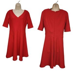 London Times V-Neck Short Sleeve Red Dress Size US 8